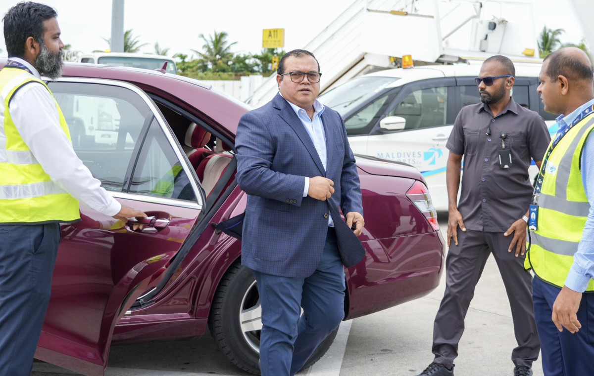 Parliament Speaker Mohamed Aslam arrives to depart to Uganda