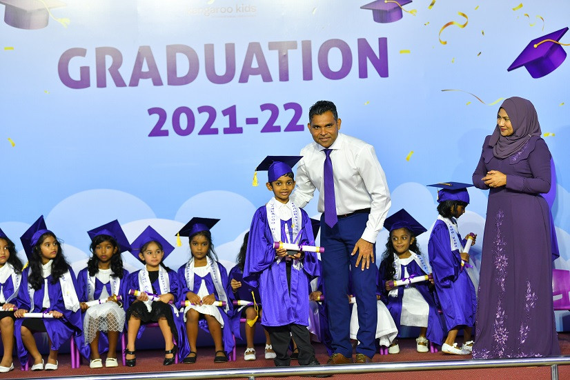 VP Naseem attended the graduation ceremony for 2021–2022 of Kangaroo Kids International Preschool held at Dharubaaruge on Sunday