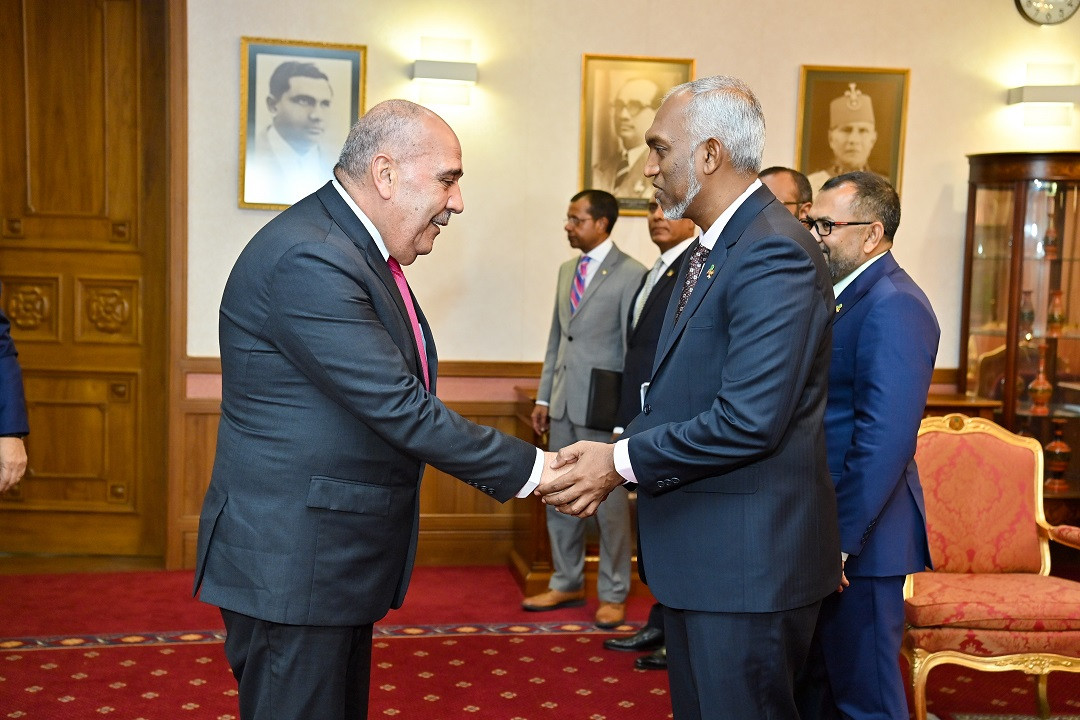 Ambassador of Palestine to the Maldives, Walid A.M. Abu Ali and President Dr. Mohamed Muizzu