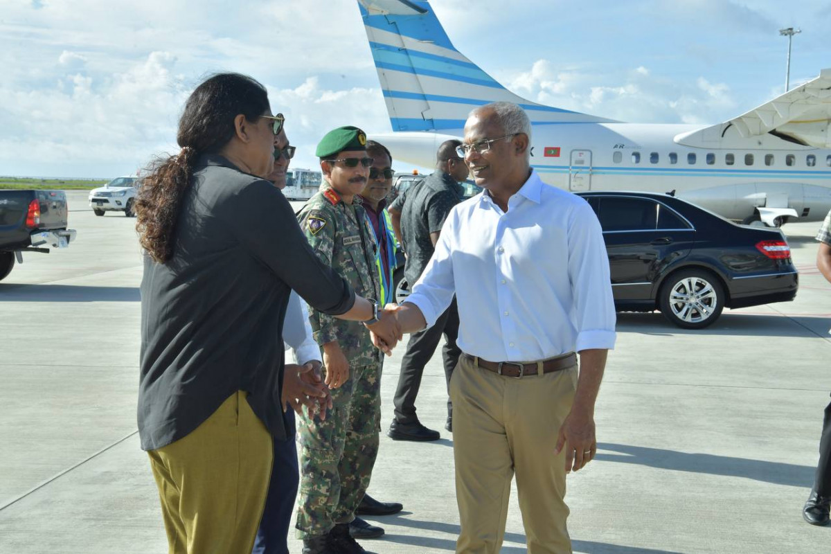 Pres Solih departs to Kaashidhoo