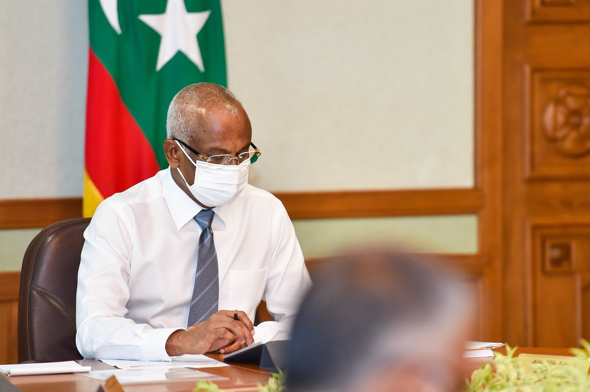 President Ibrahim Mohamed Solih at Tuesday's cabinet meeting
