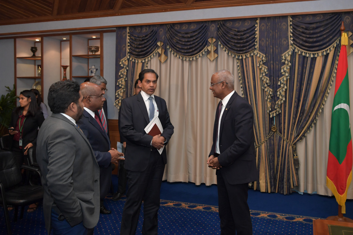 President Ibrahim Mohamed Solih and Indian High Commissioner Sanjay Sudhir. Photo: President's Office