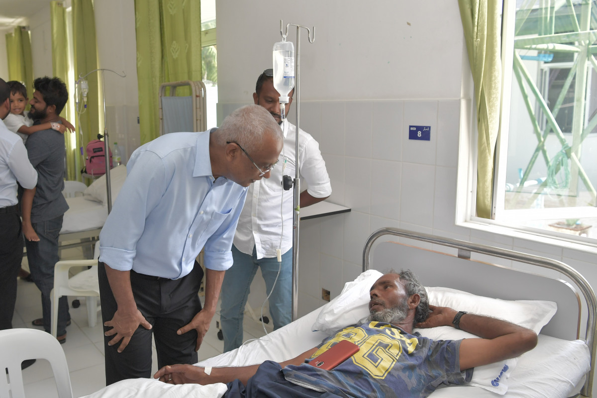 13 ޖުލައި 2019 --އަބްދުއްސަމަދު މެމޯރިޔަލް ހޮސްޕިޓަލްއަށް ކުރެއްވި ޒިޔާރަތުގެތެރެއިން-- ފޮޓޯ: ރައީސް އޮފީސް