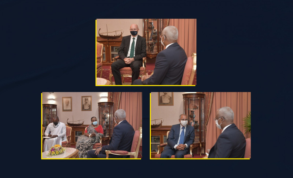 Three new foreign envoys presented credentials to President Ibrahim Mohamed Solih on Sunday