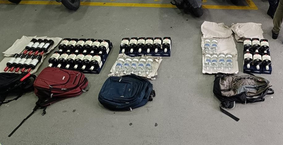 Liquor bottles confiscated by the MPS during an operation conducted in Hulhumale' Phase 1
