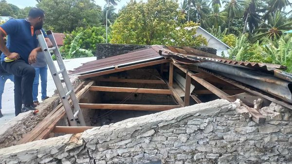Roofs were torn off due to strong winds, in some districts