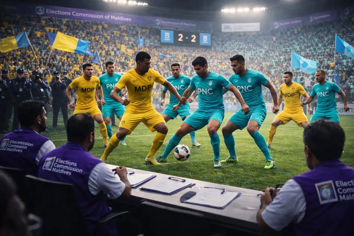 އަޖައިބެއްނު، މިއީ ފުޓުބޯޅަ މެޗެއް! ދެހާފް ކުޅެގެން ހަމަނުޖެހުން އުފެދިދާނެއޭ ކިޔާފައި އެއް ހާފަށް ބަދަލު ކުރެވިދާނެތަ؟