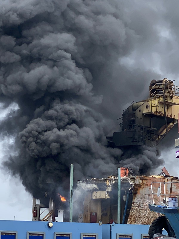 Huge clouds of smoke pour from the scene at Thilafushi island