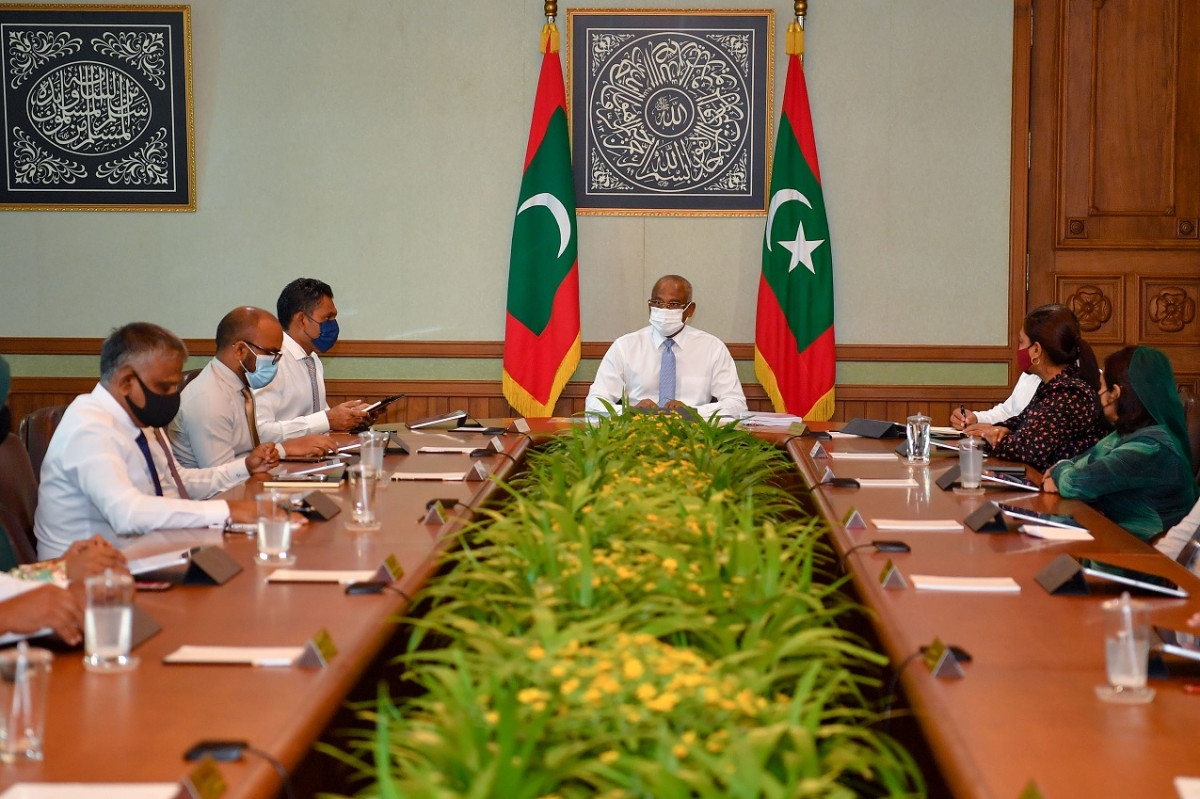 President Ibrahim Mohamed Solih with his Cabinet Ministers