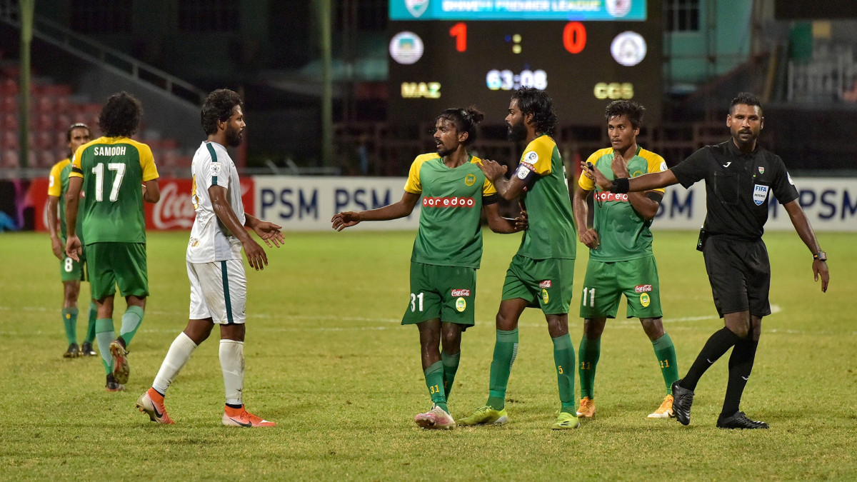 ދިރާގު ދިވެހި ޕްރިމިއާ ލީގުގައި މާޒިޔާ އާއި ގްރީން ބައްދަލުކުރި މެޗުގެ ތެރެއިން