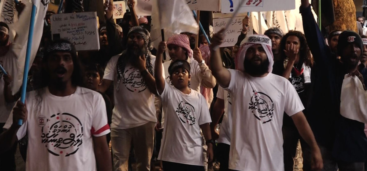 Maldivian youth led the ‘Ummah with Palestine’ walk on Friday