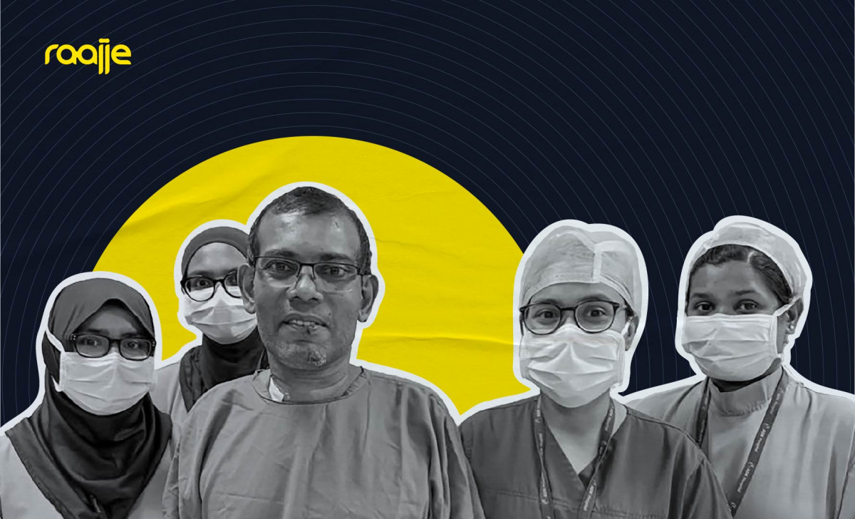 Speaker Nasheed with the team of ADK doctors that helped save his life