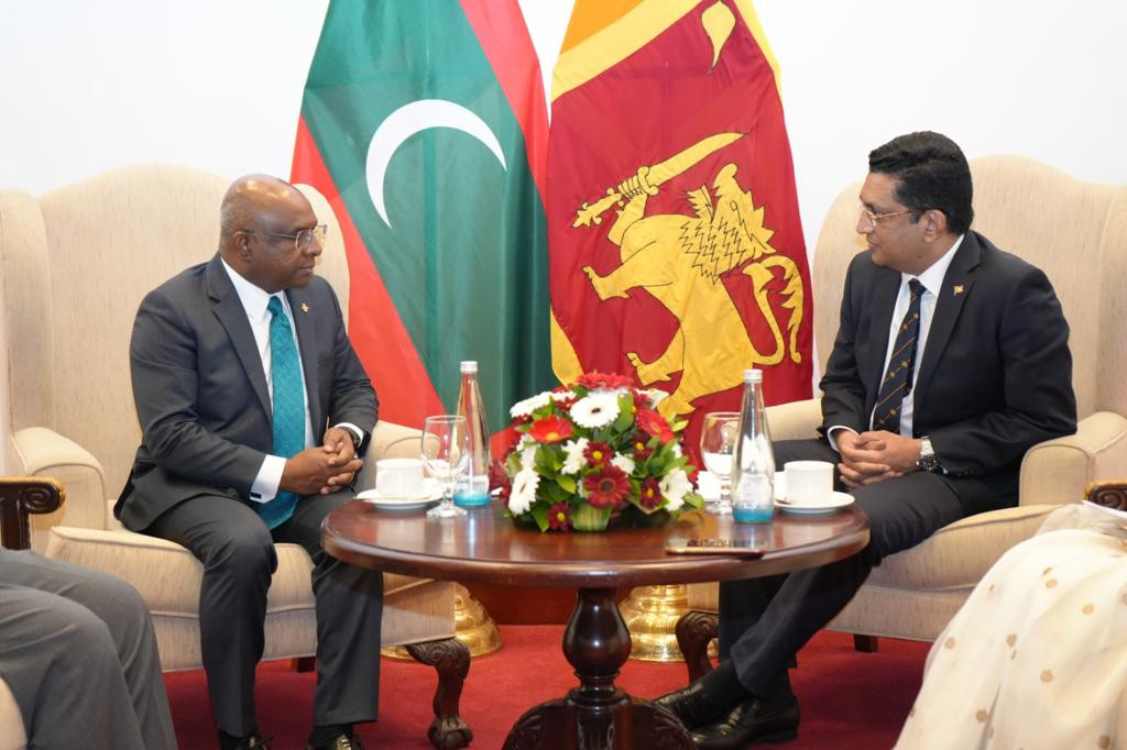 Maldivian Foreign Minister Abdulla Shahid and Sri Lankan Foreign Minister Ali Sabry