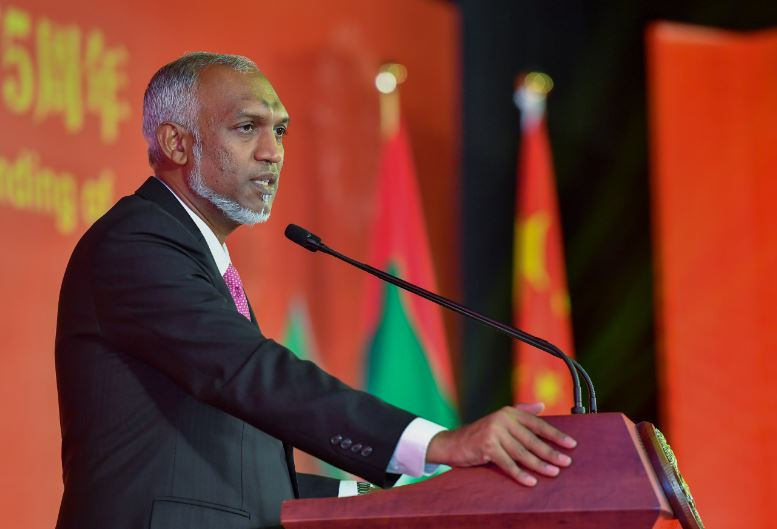 President Muizzu speaking at the reception to celebrate the 75th Anniversary of the Founding of the People's Republic of China