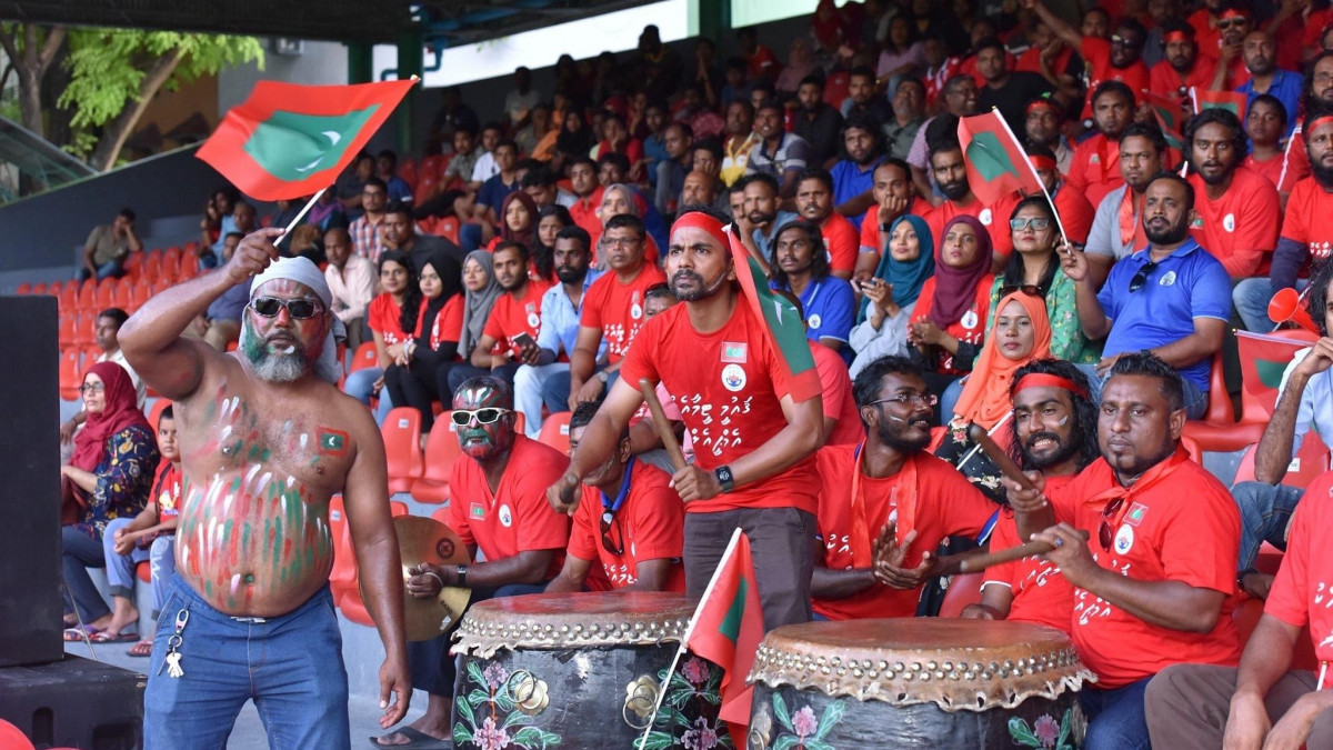 Supporters of the National Football Team at the Galolhu Stadium