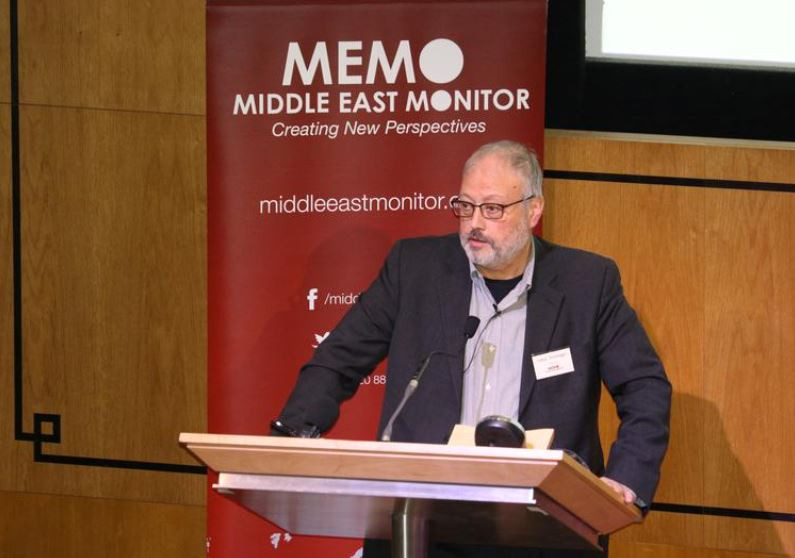 2018 ވަނަ އަހަރު ލަންޑަންގައި ބޭއްވި އިވެންޓެއްގައި ހާޝޮގްޖީ ވާހަކަދައްކަނީ