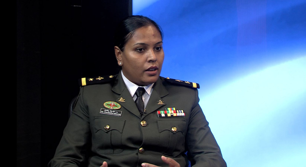 ރާއްޖެޓީވީގެ ފަލަސުރުޚީ ޕްރޮގްރާމްގައި ލެފްޓިނެންޓް ކާނަލް ޑރ ފާތިމަތު ތަހުސީނާ އިބްރާހީމް ވާހަކަދައްކަވަނީ