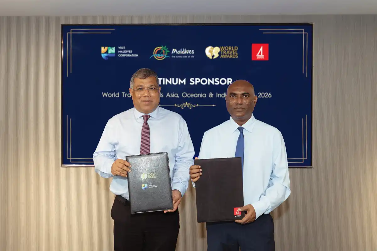 ވަރލްޑް ޓްރެވަލް އެވޯޑްސް އޭޝިއާ، އޯޝެނިއާ އެންޑް އިންޑިއަން އޯޝަން 2026" ޕްލެޓިނަމް ޓައިޓަލް ސްޕޮންސަރަކަށް ބޭންކް އޮފް މޯލްޑިވްސް ސޮއިކުރުން