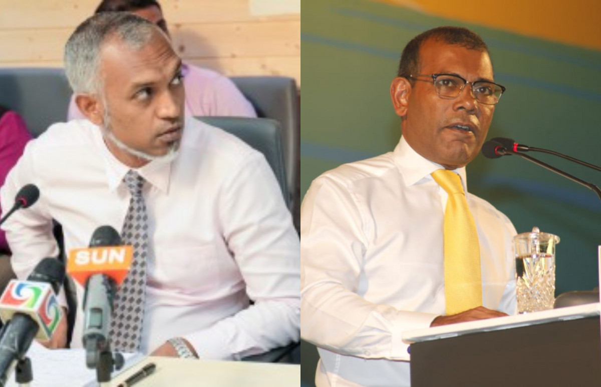 ރައްޔިތުންގެ މަޖިލީހުގެ ރައީސް މުހައްމަދު ނަޝީދު، ކުރީގެ ހައުސިން މިނިސްޓަރ ޑރ.މުހައްމަދު މުއިއްޒު،