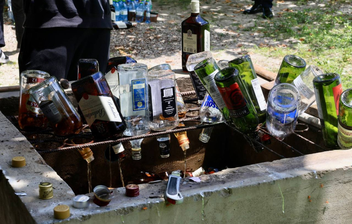 The stash of alcohol destroyed by police