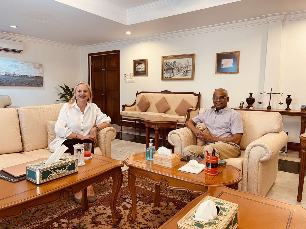 Kirsty Brimelow QC of Droughty Street Chambers London with President Ibrahim Mohamed Solih