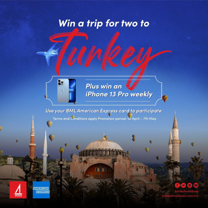 Spend and win with American Express cards; BML announced the promotion on Saturday