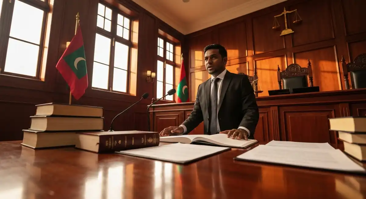 ދިފާޢީ ވަކީލަކު ކޯޓު ރޫމެއްގައި