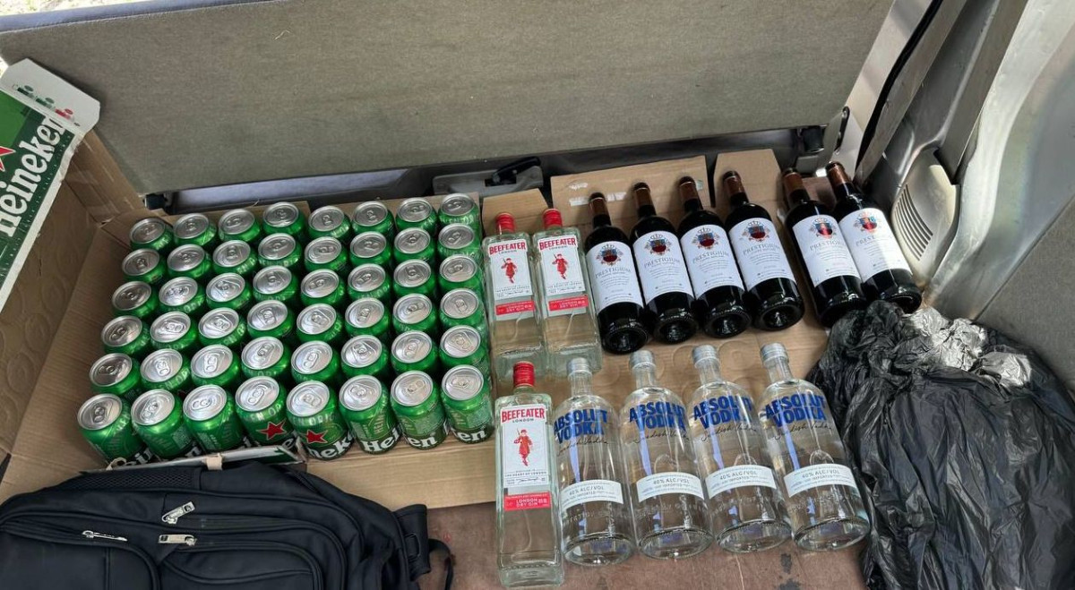 The bottles of alcohol confiscated by officers