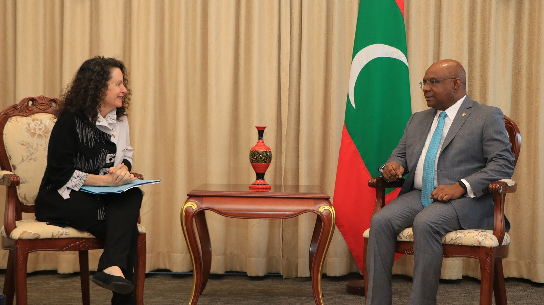  Permanent Representative of the US to the UNHRC, Michèle Taylor and Foreign Minister Abdulla Shahid