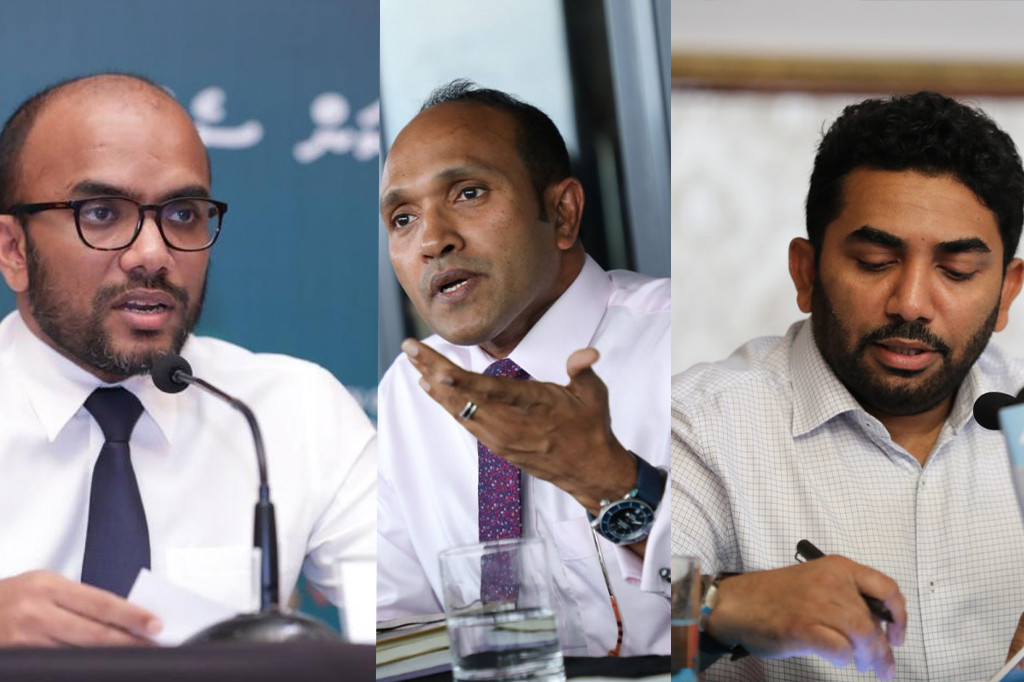 (L to R) Finance Minister Ibrahim Ameer, former Vice President Dr. Mohamed Jameel Ahmed and Health Minister Abdulla Ameen