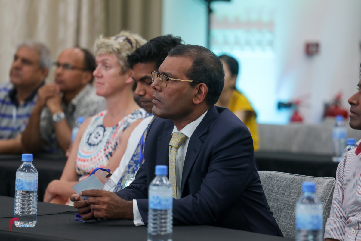 27 އޯގަސްޓް 2019/ އއ.އުކުޅަސް --ޓެކް ފެއަރގެ ދެވަނަ ރޭގައި މަޖިލިހުގެ ރައީސް މުހައްމަދު ނަޝީދު ބައިވެރިވަޑައިގަތުން،-- ފޮޓޯ: ޝުއައިބް މުހައްމަދު