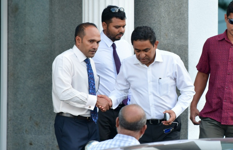 (File photo) Former President Abdulla Yameen with lawyer Dr. Mohamed Jameel Ahmed