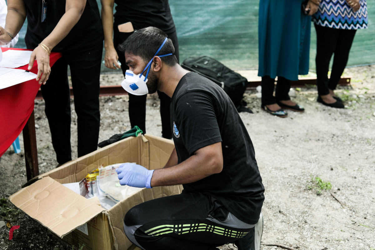 26 ޖޫން 2019: ފުލުހުންގެ ބެލުމުގެ ދަށުގައި ހުރި 416.9 ކިލޯގެ މަސްތުވާތަކެތި ނައްތާލުން. -- ފޮޓޯ: ޝުއައިބް މުހައްމަދު