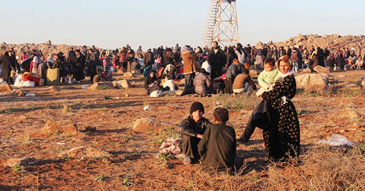 A refugee camp in Syria, due to the conflicts going on in the country.