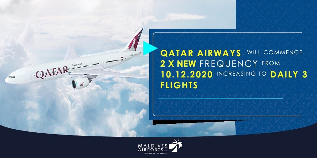 ގަތަރު އެއާރވޭސްގެ 3 ފްލައިޓް ކޮންމެ ދުވަހަކު ރާއްޖެ އަންނާނެ