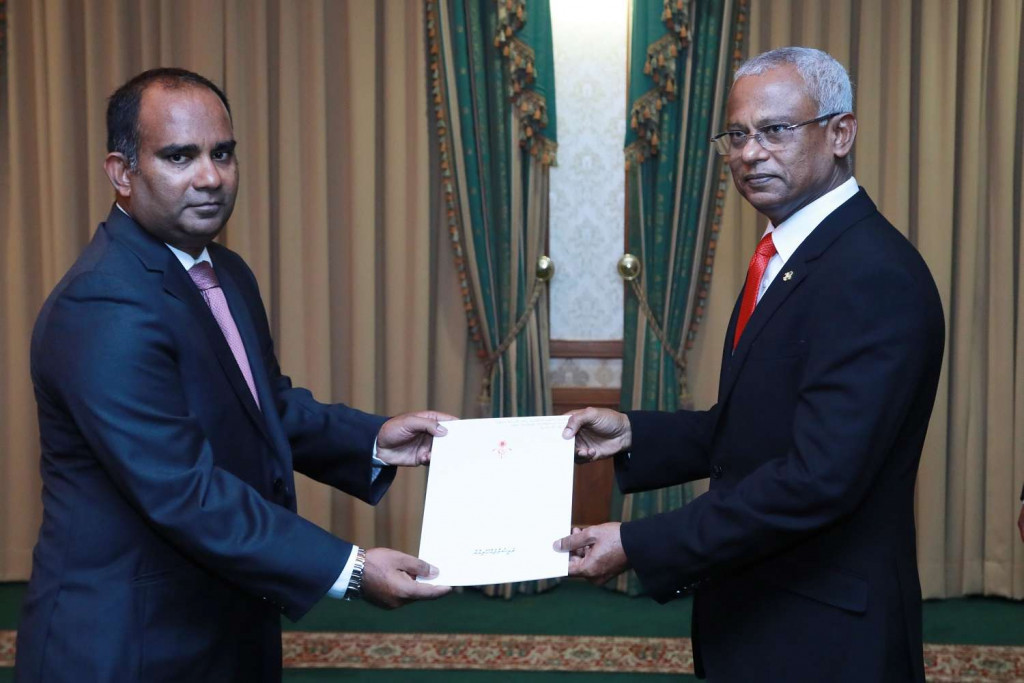 Adam Ibrahim with President Solih