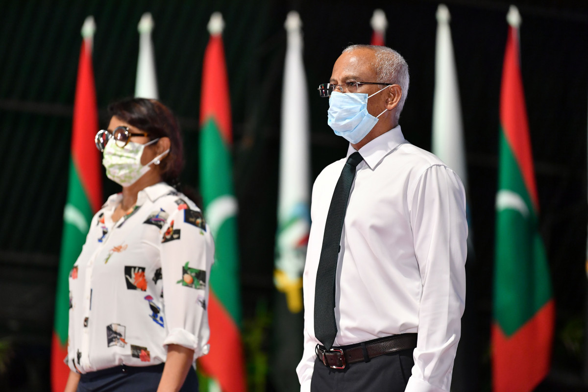 President Ibrahim Mohamed Solih with Defence Minister Mariya Didi