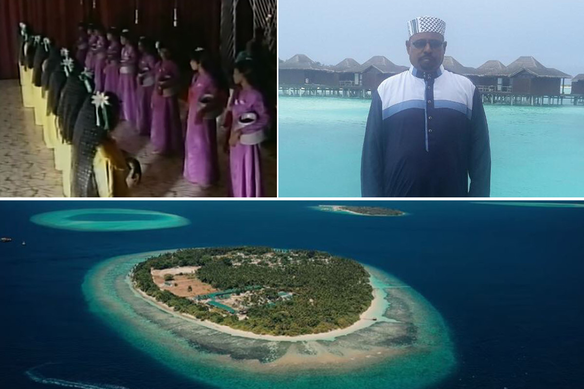 ފޮޓޯގެ ކަނާތް ފަރާތުގައި \'\'ރާއްޖޭގެ ރަށްތައް\'\' ލަވައިގެ ޅެން ހެދި މުހައްމަދު އިބްރާހިމް