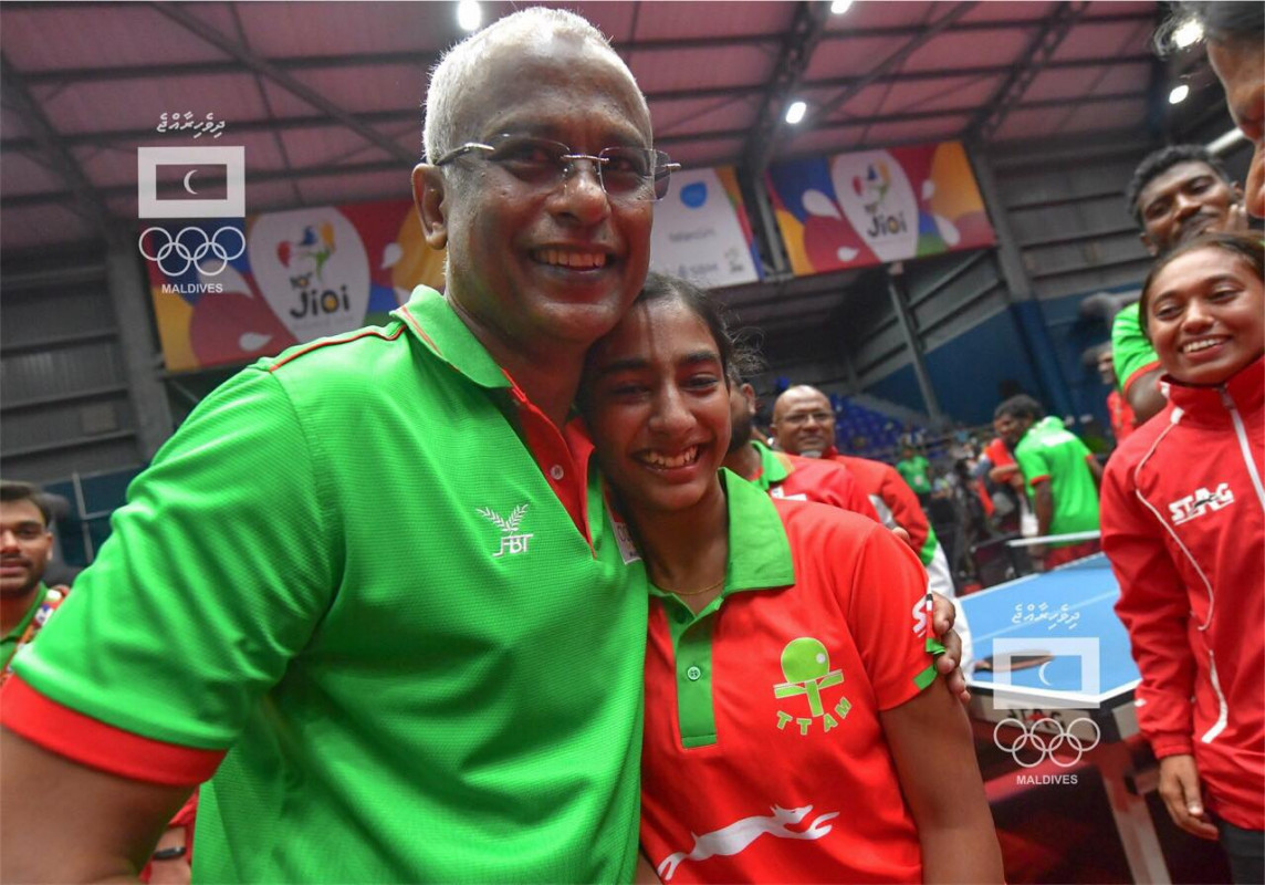 22 ޖުލައި 2019 --މެޗަށްފަހު ރަފާ އަދި ރައީސް ސާލިހް-- ފޮޓޯ: އޮލިމްޕިކްސްކޮމެޓީ މީޑިޔާ