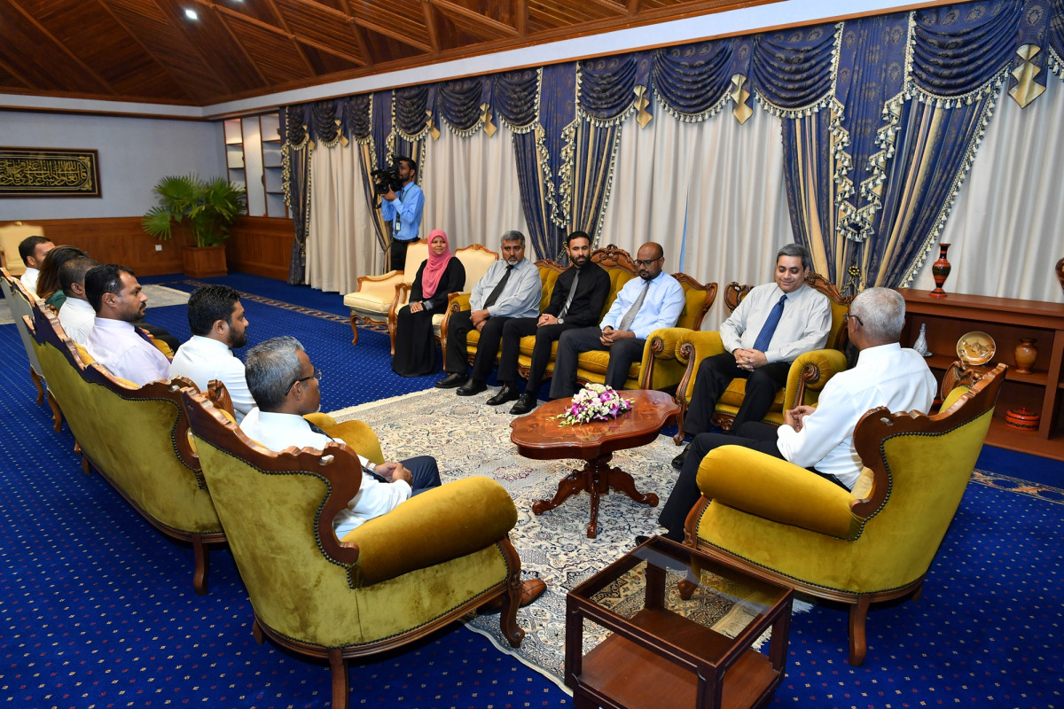 16 ޖުލައި 2019 --ރައީސް އަލަށް އިންތިހާބުވި ބާ ކައުންސިލްގެ މެމްބަރުންނާ ބައްދަލުކުރައްވަނީ-- ފޮޓޯ: ރައީސް އޮފީސް