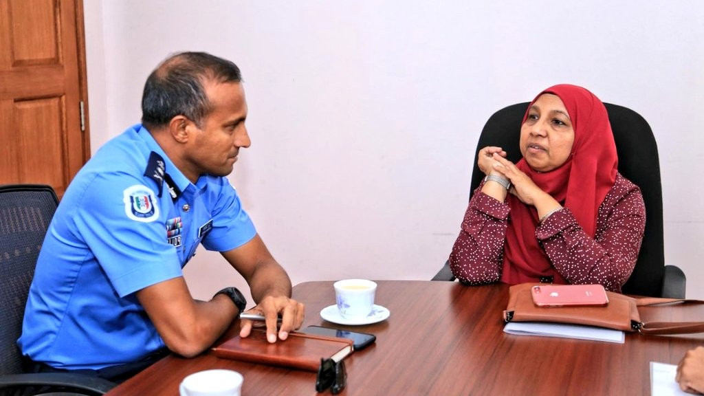 Minister of Gender,Family and Social Services Aishath Mohamed Didިިi with CP Hameed