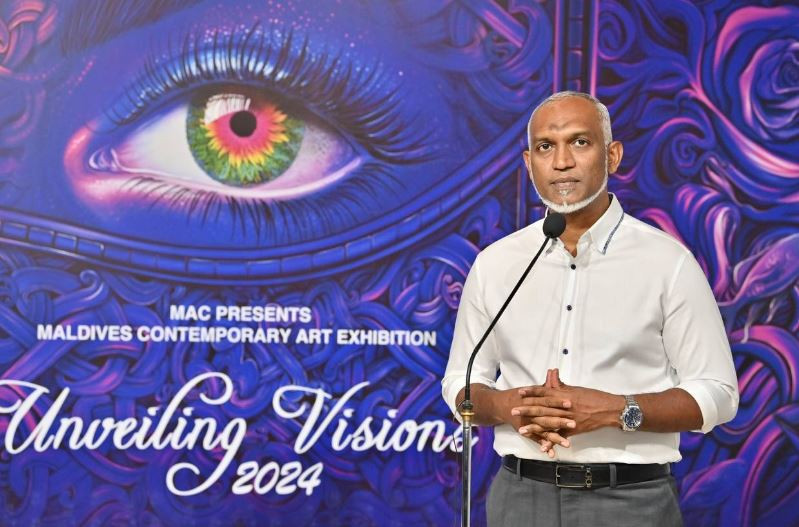 President Muizzu at the "Unveiling Visions 2024" Maldives contemporary art exhibition
