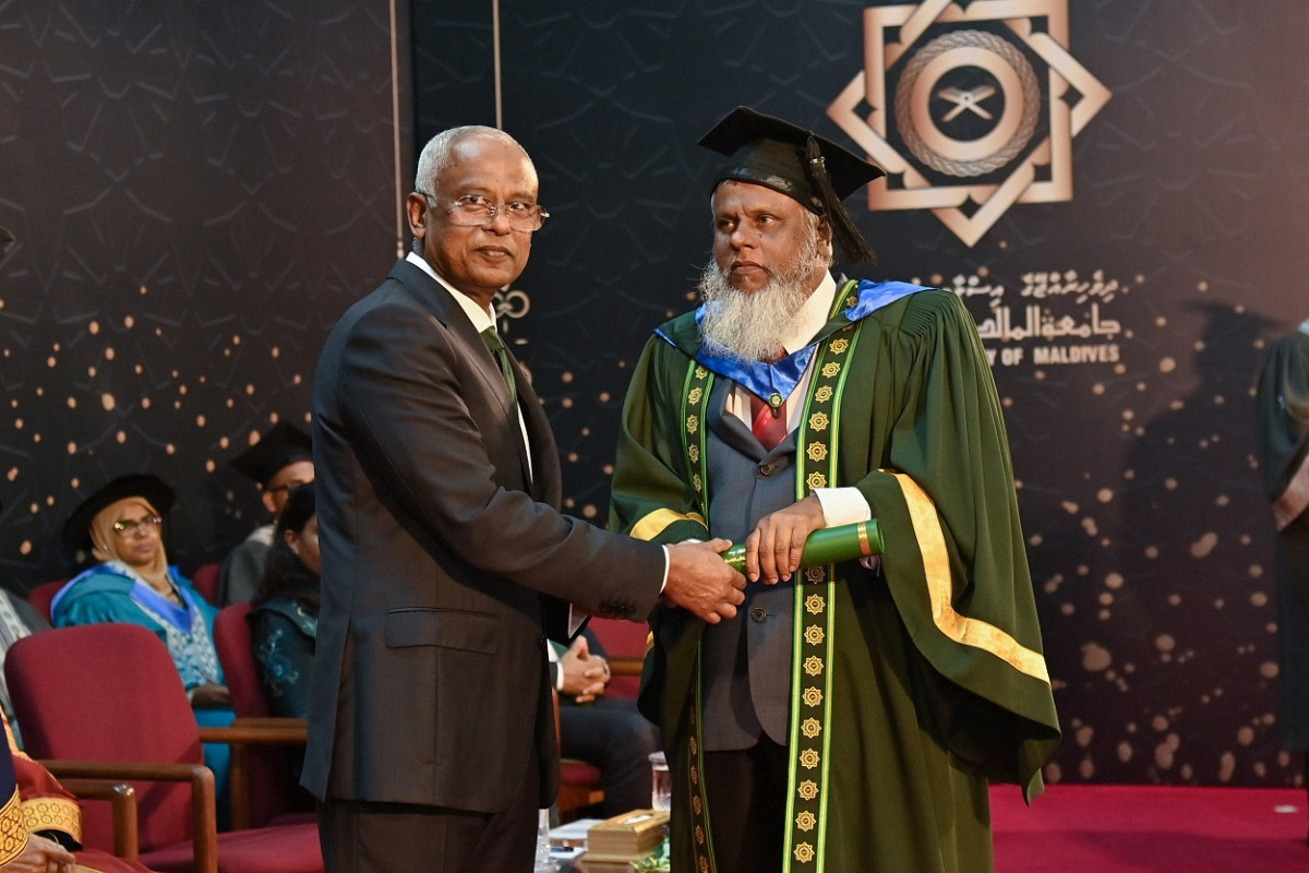 President Ibrahim Mohamed Solih at the 2nd session of the IUM Convocation 2023 held at IUM's Conference Hall