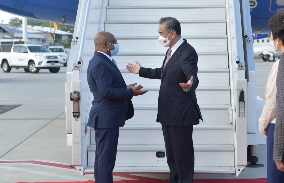 The Foreign Minister of China arrived in the Maldives on Friday evening