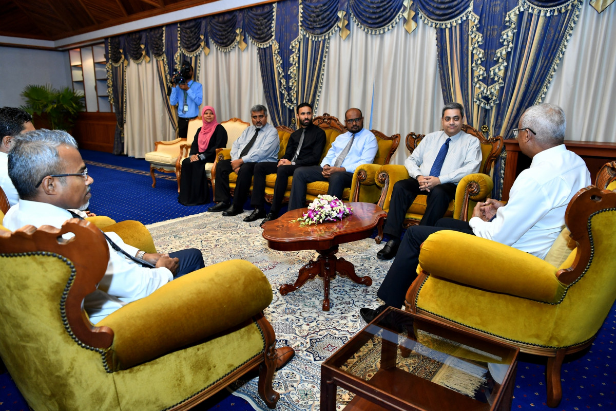 16 ޖުލައި 2019 --ރައީސް އަލަށް އިންތިހާބުވި ބާ ކައުންސިލްގެ މެމްބަރުންނާ ބައްދަލުކުރައްވަނީ-- ފޮޓޯ: ރައީސް އޮފީސް