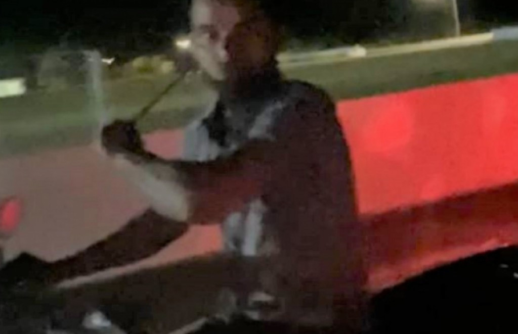 The weapon used was identified as a metal rod in a video circulating on social media