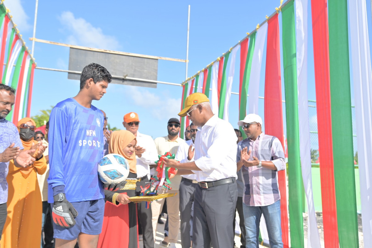 President Solih has inaugurated the newly developed football ground and Fenaka Office in Sh. Milandhoo