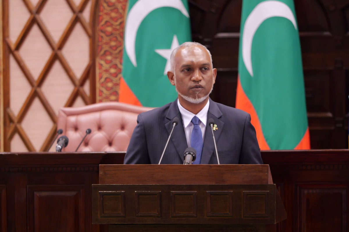 President Muizzu delivering his presidential address