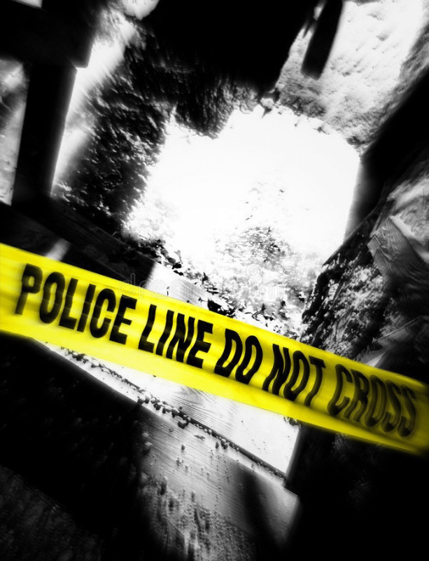 Police line draped at crime scene