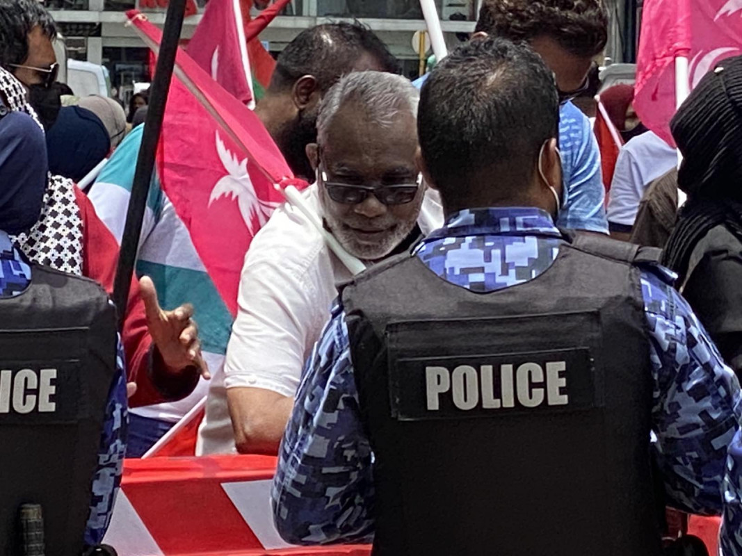 ޕީޕީއެމް އިން އިންޑިއާ ދެކޮޅަށް މާލޭގައި ބޭއްވި މުޒާހަރާއެއްގެ މަންޒަރެއް